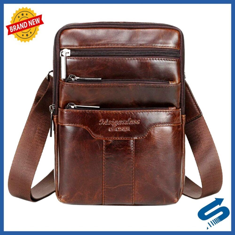 Genuine Leather Messenger Bag Vintage Style Travel Business Sling Shoulder Pack